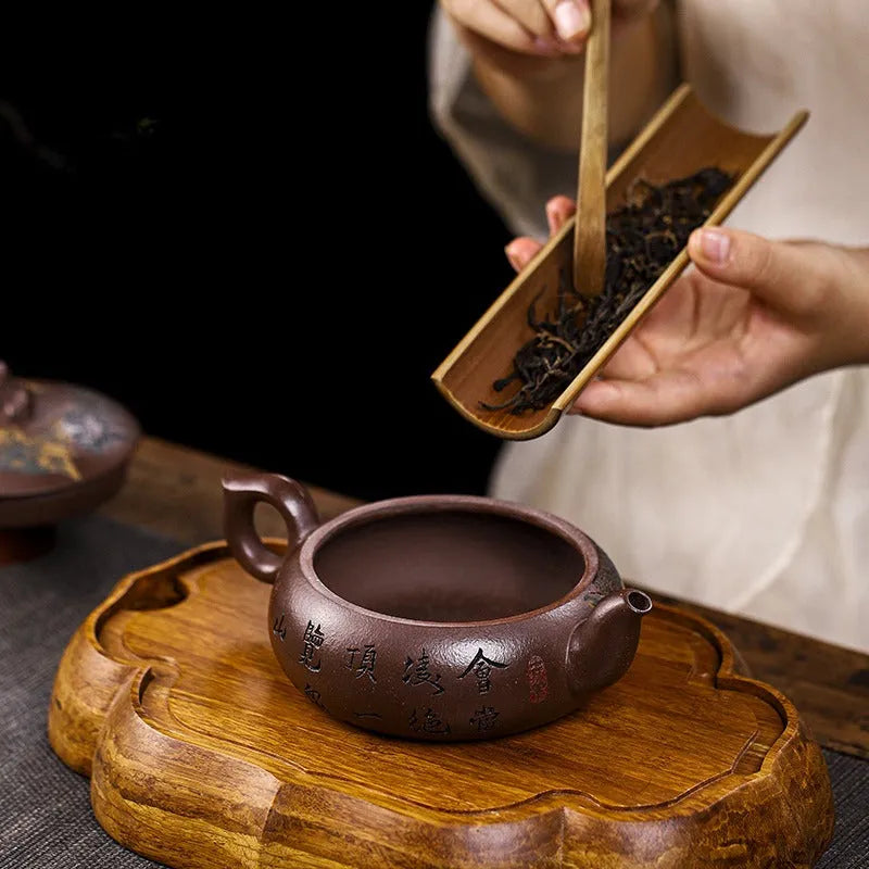 Full Handmade Yixing Zisha Teapot [Kaoshan Shi] (Ziyu Jin Sha - 270ml) - YIQIN TEA HOUSE | yiqinteahouse.com | 200-300ml, full handmade zisha teapot, new arrival, teapot, teaware