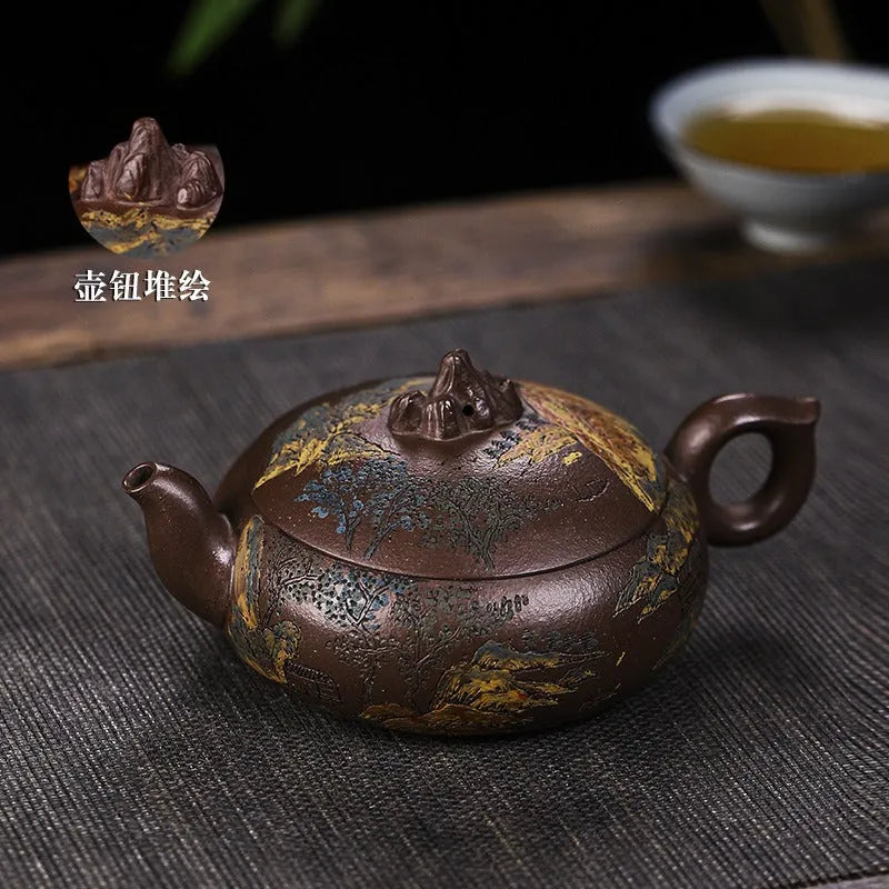 Full Handmade Yixing Zisha Teapot [Kaoshan Shi] (Ziyu Jin Sha - 270ml) - YIQIN TEA HOUSE | yiqinteahouse.com | 200-300ml, full handmade zisha teapot, new arrival, teapot, teaware