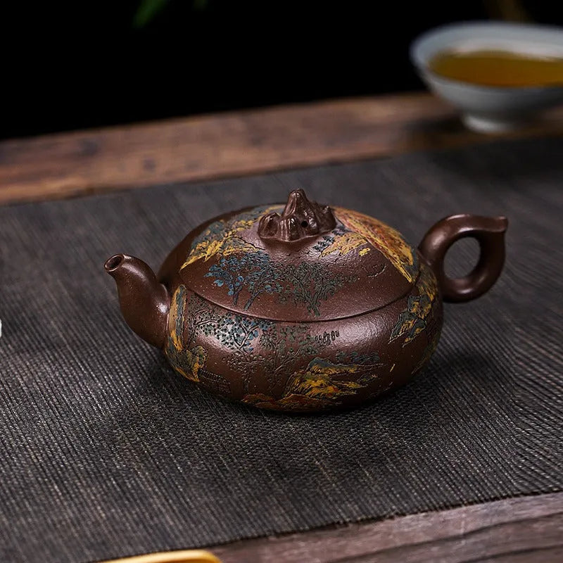 Full Handmade Yixing Zisha Teapot [Kaoshan Shi] (Ziyu Jin Sha - 270ml) - YIQIN TEA HOUSE | yiqinteahouse.com | 200-300ml, full handmade zisha teapot, new arrival, teapot, teaware