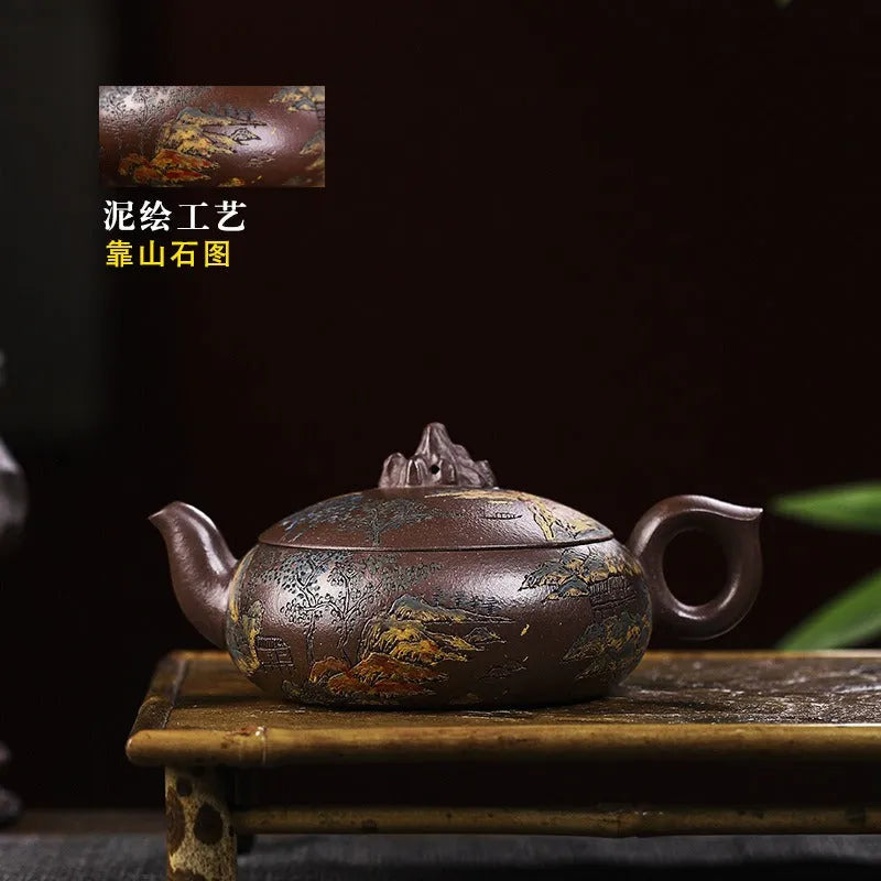 Full Handmade Yixing Zisha Teapot [Kaoshan Shi] (Ziyu Jin Sha - 270ml) - YIQIN TEA HOUSE | yiqinteahouse.com | 200-300ml, full handmade zisha teapot, new arrival, teapot, teaware