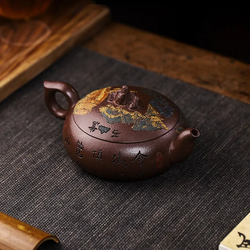 Full Handmade Yixing Zisha Teapot [Kaoshan Shi] (Ziyu Jin Sha - 270ml) - YIQIN TEA HOUSE | yiqinteahouse.com | 200-300ml, full handmade zisha teapot, new arrival, teapot, teaware