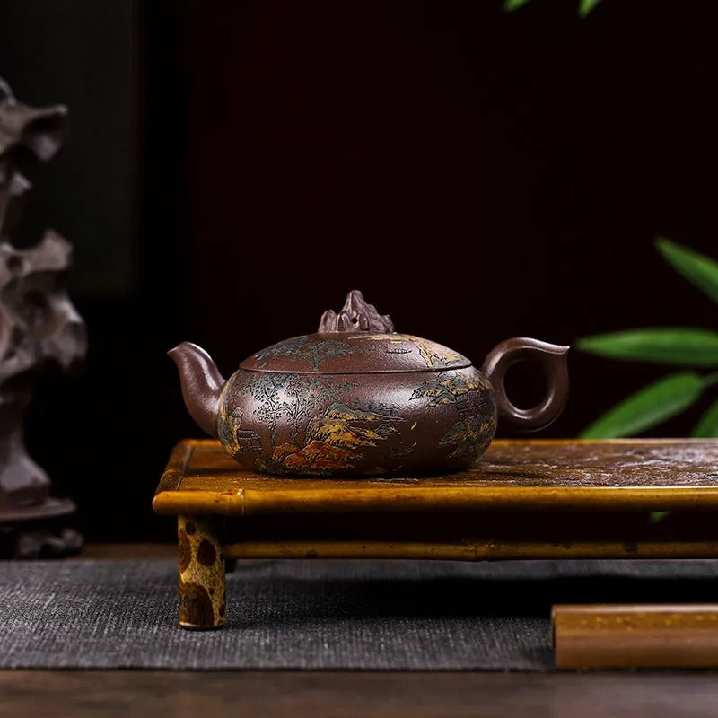 Full Handmade Yixing Zisha Teapot [Kaoshan Shi] (Ziyu Jin Sha - 270ml) - YIQIN TEA HOUSE | yiqinteahouse.com | 200-300ml, full handmade zisha teapot, new arrival, teapot, teaware