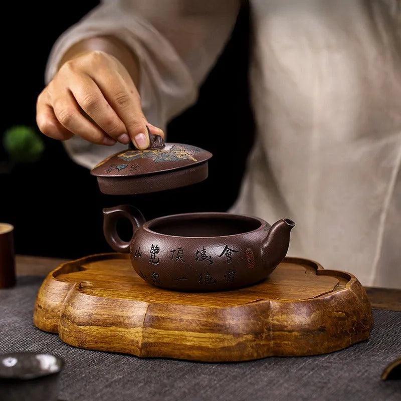 Full Handmade Yixing Zisha Teapot [Kaoshan Shi] (Ziyu Jin Sha - 270ml) - YIQIN TEA HOUSE | yiqinteahouse.com | 200-300ml, full handmade zisha teapot, new arrival, teapot, teaware