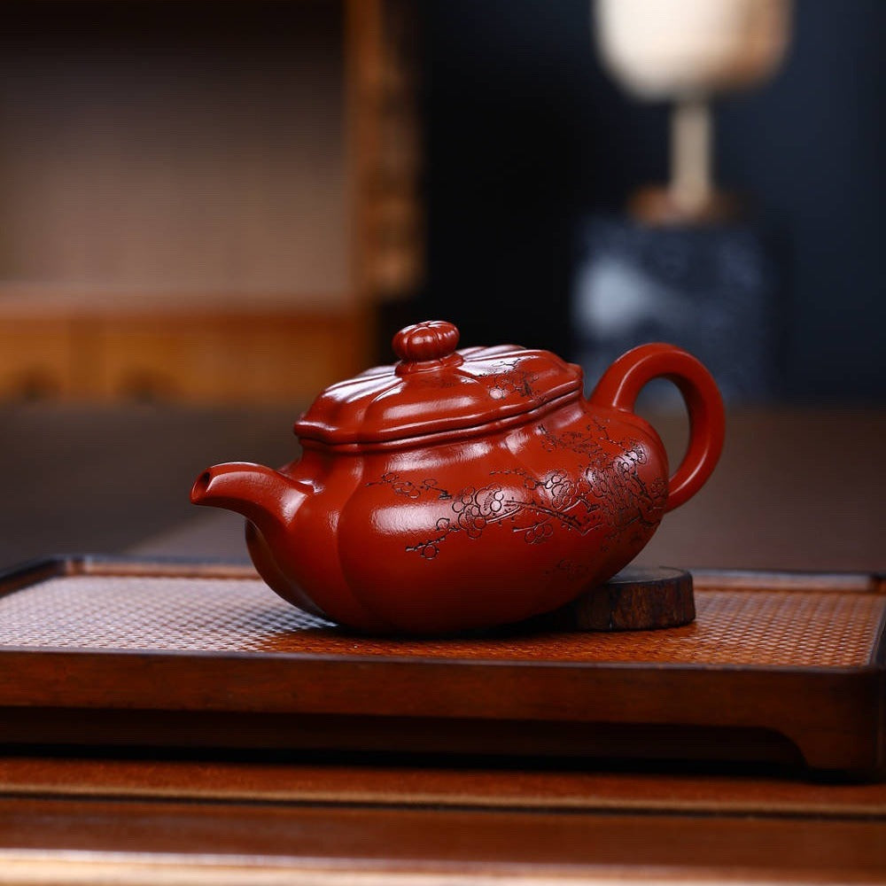 Full Handmade Yixing Zisha Teapot [Kui Fanggu Pot] (Zhu Ni - 260ml) - YIQIN TEA HOUSE | yiqinteahouse.com | 200-300ml, full handmade zisha teapot, new arrival, teapot, teaware