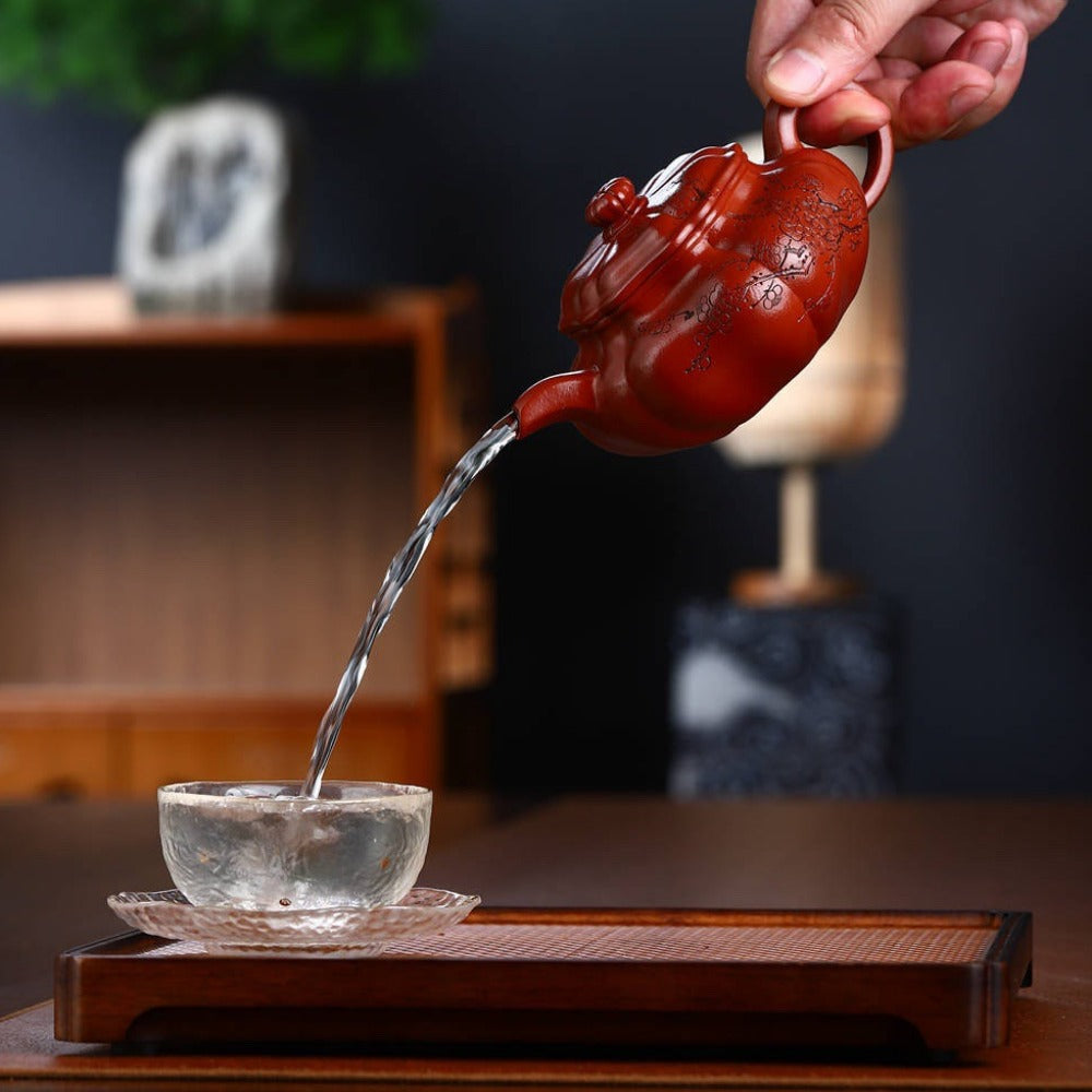 Full Handmade Yixing Zisha Teapot [Kui Fanggu Pot] (Zhu Ni - 260ml) - YIQIN TEA HOUSE | yiqinteahouse.com | 200-300ml, full handmade zisha teapot, new arrival, teapot, teaware