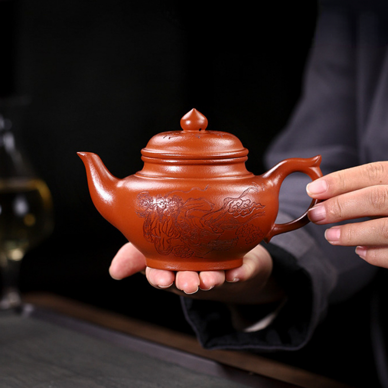 Full Handmade Yixing Zisha Teapot [Liangzhu Chuanqi] (Zhu Ni - 300ml) - YIQIN TEA HOUSE | yiqinteahouse.com | 200-300ml, full handmade zisha teapot, new arrival, teapot, teaware