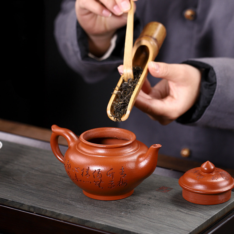 Full Handmade Yixing Zisha Teapot [Liangzhu Chuanqi] (Zhu Ni - 300ml) - YIQIN TEA HOUSE | yiqinteahouse.com | 200-300ml, full handmade zisha teapot, new arrival, teapot, teaware