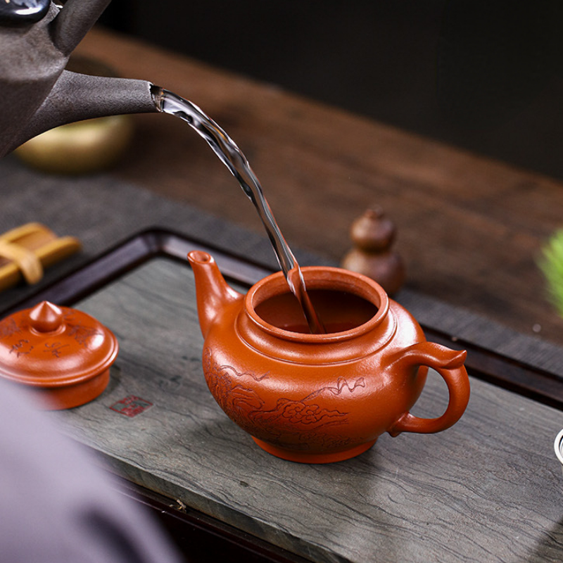 Full Handmade Yixing Zisha Teapot [Liangzhu Chuanqi] (Zhu Ni - 300ml) - YIQIN TEA HOUSE | yiqinteahouse.com | 200-300ml, full handmade zisha teapot, new arrival, teapot, teaware