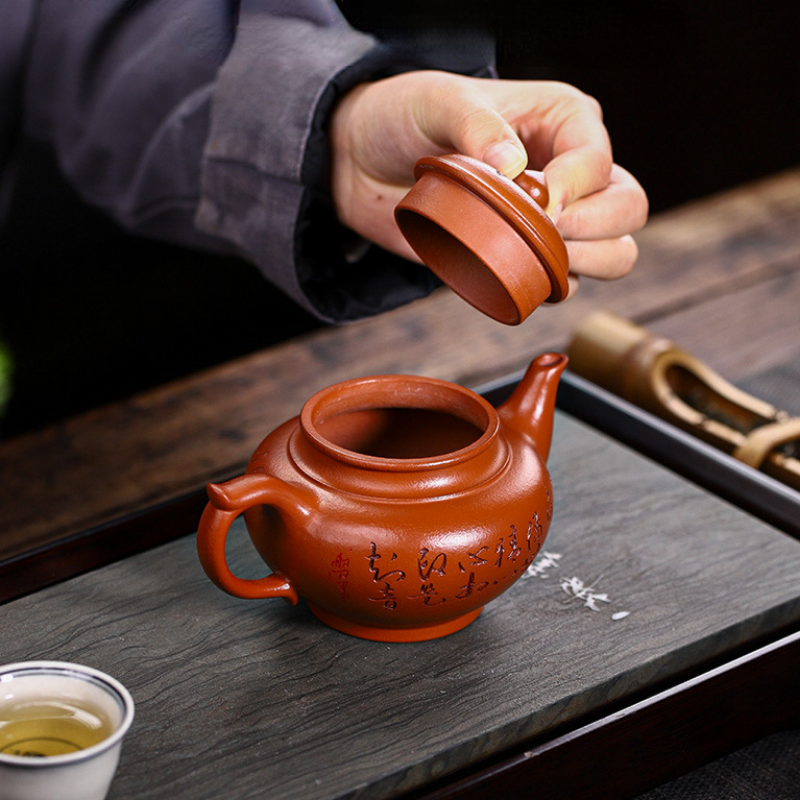 Full Handmade Yixing Zisha Teapot [Liangzhu Chuanqi] (Zhu Ni - 300ml) - YIQIN TEA HOUSE | yiqinteahouse.com | 200-300ml, full handmade zisha teapot, new arrival, teapot, teaware