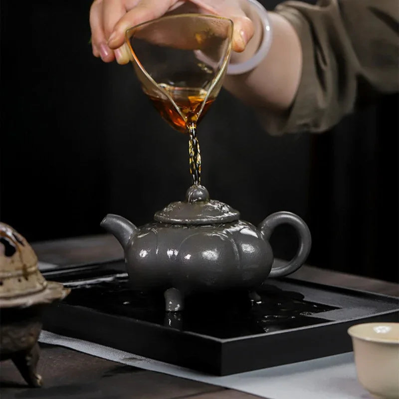 Full Handmade Yixing Zisha Teapot [Lianhua Ding] (Tian Qing Ni - 320ml) - YIQIN TEA HOUSE | yiqinteahouse.com | >300ml, full handmade zisha teapot, teapot, teaware