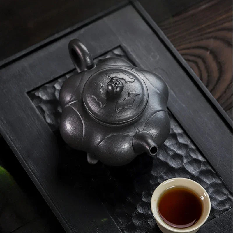 Full Handmade Yixing Zisha Teapot [Lianhua Ding] (Tian Qing Ni - 320ml) - YIQIN TEA HOUSE | yiqinteahouse.com | >300ml, full handmade zisha teapot, teapot, teaware