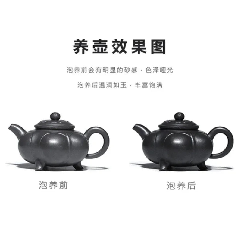 Full Handmade Yixing Zisha Teapot [Lianhua Ding] (Tian Qing Ni - 320ml) - YIQIN TEA HOUSE | yiqinteahouse.com | >300ml, full handmade zisha teapot, teapot, teaware