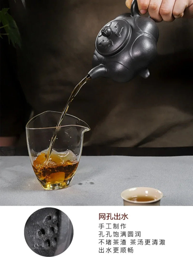 Full Handmade Yixing Zisha Teapot [Lianhua Ding] (Tian Qing Ni - 320ml) - YIQIN TEA HOUSE | yiqinteahouse.com | >300ml, full handmade zisha teapot, teapot, teaware