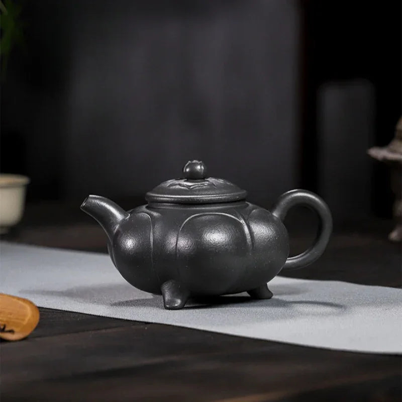 Full Handmade Yixing Zisha Teapot [Lianhua Ding] (Tian Qing Ni - 320ml) - YIQIN TEA HOUSE | yiqinteahouse.com | >300ml, full handmade zisha teapot, teapot, teaware