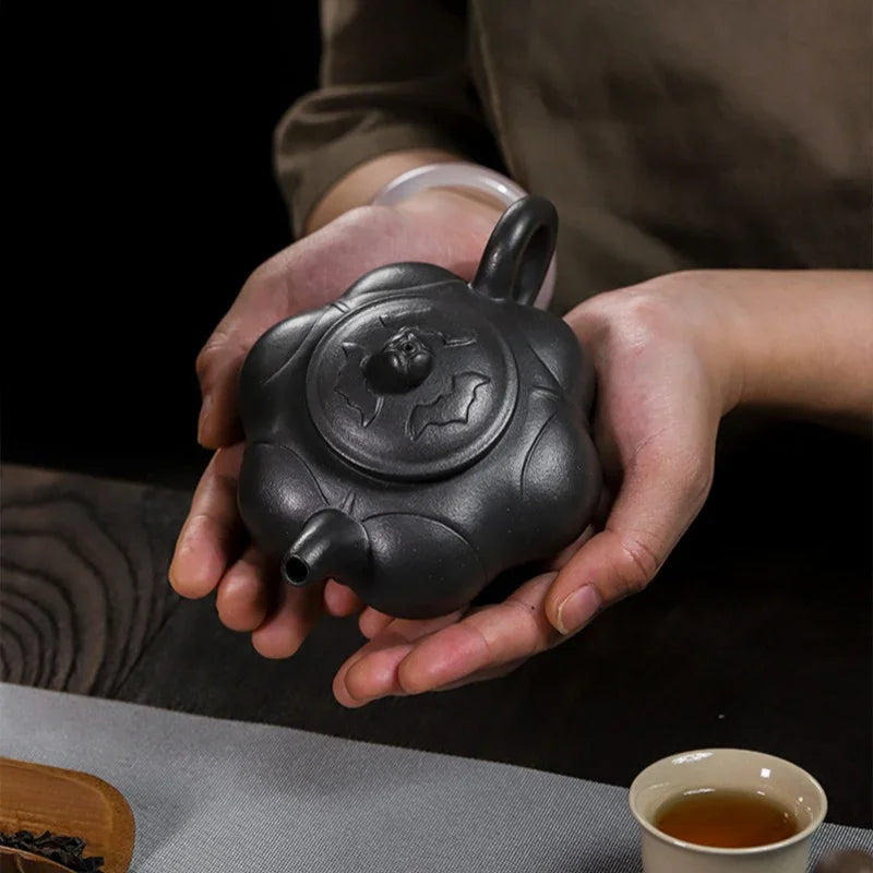 Full Handmade Yixing Zisha Teapot [Lianhua Ding] (Tian Qing Ni - 320ml) - YIQIN TEA HOUSE | yiqinteahouse.com | >300ml, full handmade zisha teapot, teapot, teaware