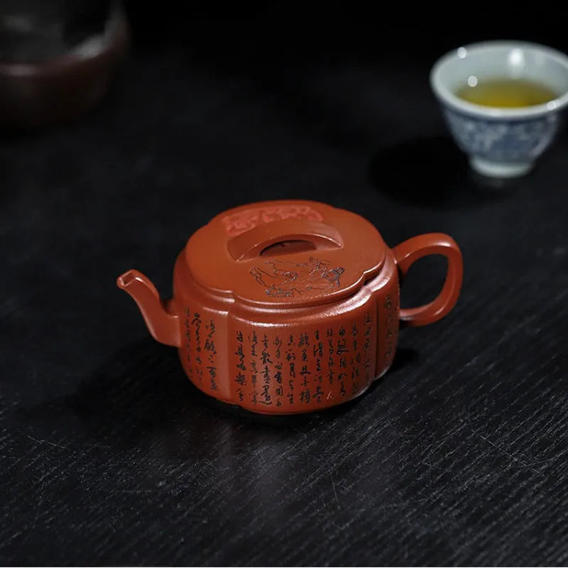 Full Handmade Yixing Zisha Teapot [Ling Hua Hanwa] (Xiao Meiyao Zhu Ni - 180ml) - YIQIN TEA HOUSE | yiqinteahouse.com | <200ml, full handmade zisha teapot, new arrival, teapot, teaware