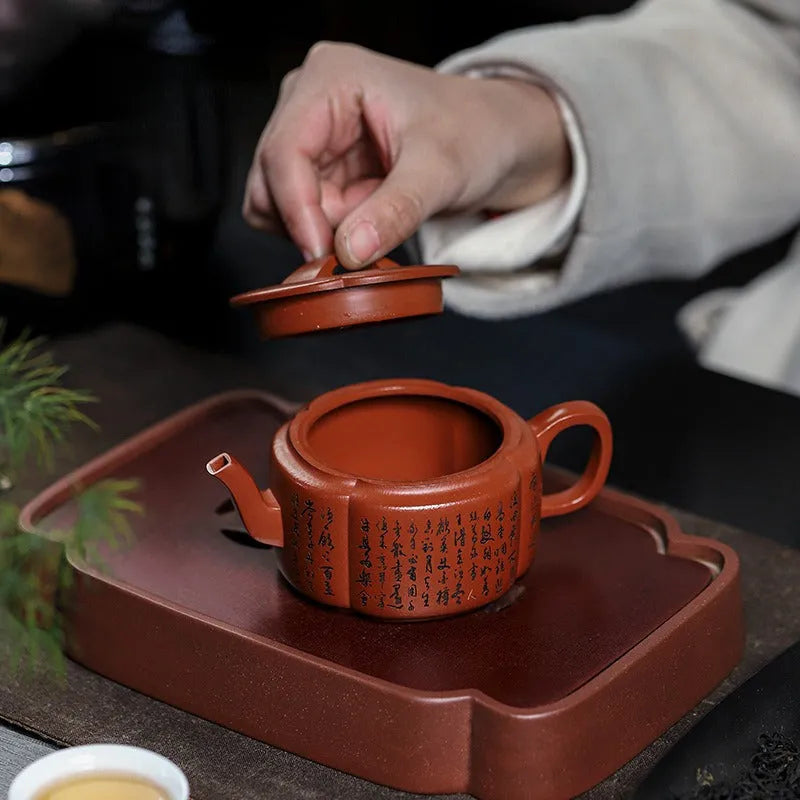 Full Handmade Yixing Zisha Teapot [Ling Hua Hanwa] (Xiao Meiyao Zhu Ni - 180ml) - YIQIN TEA HOUSE | yiqinteahouse.com | <200ml, full handmade zisha teapot, new arrival, teapot, teaware