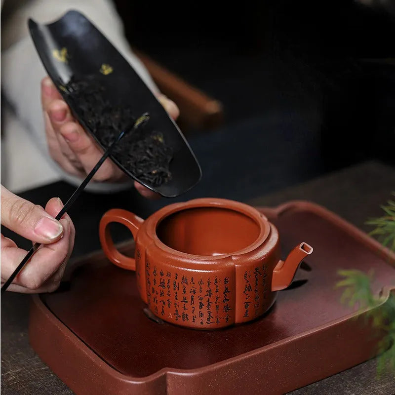 Full Handmade Yixing Zisha Teapot [Ling Hua Hanwa] (Xiao Meiyao Zhu Ni - 180ml) - YIQIN TEA HOUSE | yiqinteahouse.com | <200ml, full handmade zisha teapot, new arrival, teapot, teaware