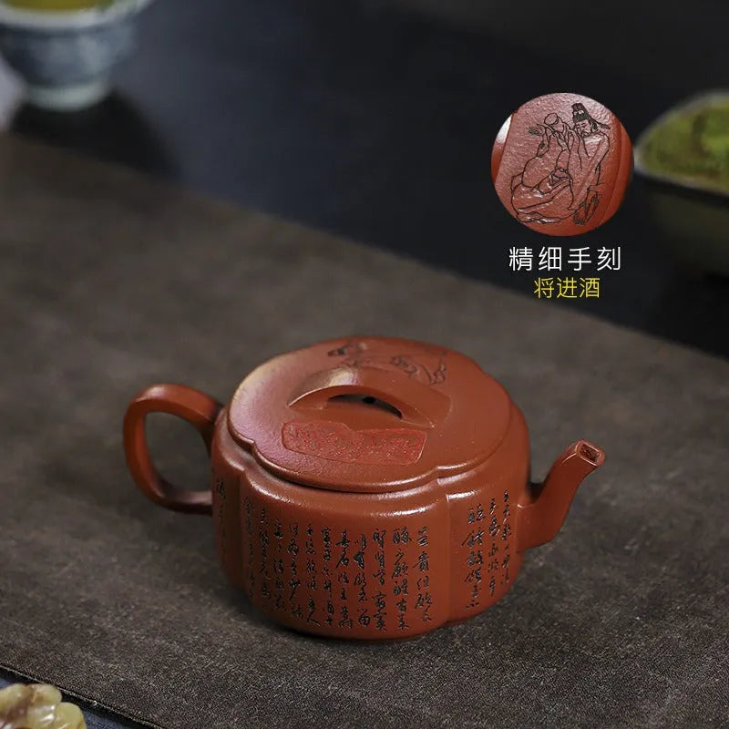 Full Handmade Yixing Zisha Teapot [Ling Hua Hanwa] (Xiao Meiyao Zhu Ni - 180ml) - YIQIN TEA HOUSE | yiqinteahouse.com | <200ml, full handmade zisha teapot, new arrival, teapot, teaware