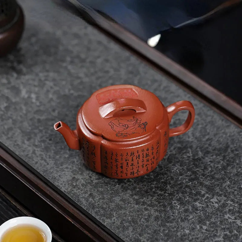 Full Handmade Yixing Zisha Teapot [Ling Hua Hanwa] (Xiao Meiyao Zhu Ni - 180ml) - YIQIN TEA HOUSE | yiqinteahouse.com | <200ml, full handmade zisha teapot, new arrival, teapot, teaware