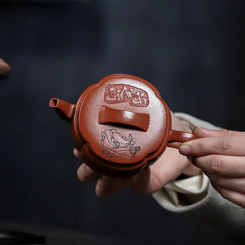 Full Handmade Yixing Zisha Teapot [Ling Hua Hanwa] (Xiao Meiyao Zhu Ni - 180ml) - YIQIN TEA HOUSE | yiqinteahouse.com | <200ml, full handmade zisha teapot, new arrival, teapot, teaware