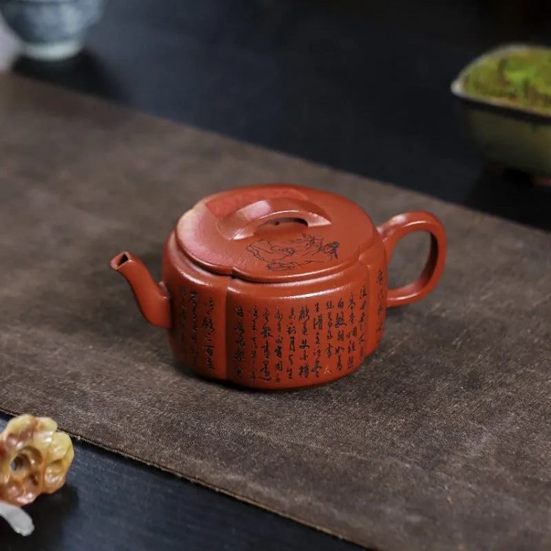 Full Handmade Yixing Zisha Teapot [Ling Hua Hanwa] (Xiao Meiyao Zhu Ni - 180ml) - YIQIN TEA HOUSE | yiqinteahouse.com | <200ml, full handmade zisha teapot, new arrival, teapot, teaware