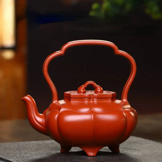 Full Handmade Yixing Zisha Teapot [Linghua Tilaing Pot] (Zhu Ni - 380ml) - YIQIN TEA HOUSE | yiqinteahouse.com | >300ml, full handmade zisha teapot, new arrival, plain smooth, teapot, teaware