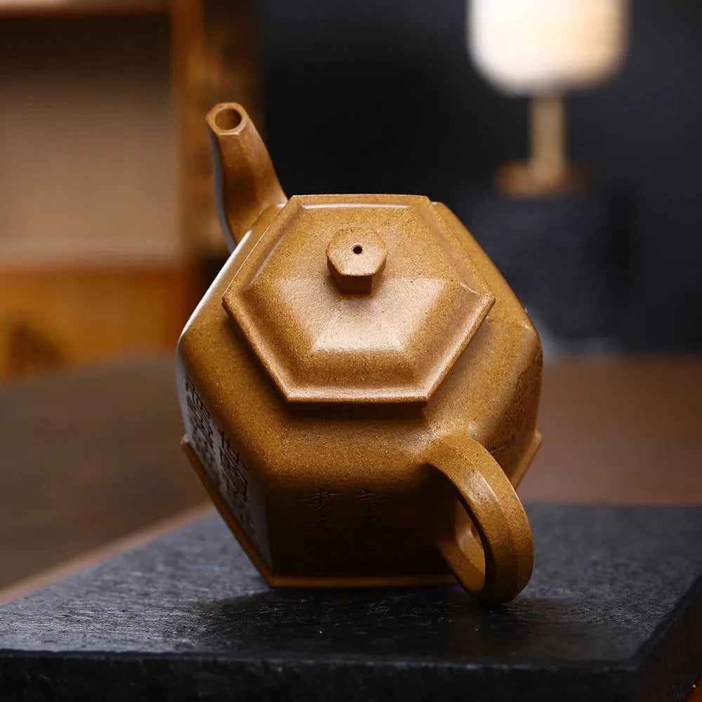 Full Handmade Yixing Zisha Teapot [Liufang DeZhong Pot] (Wucai Lao Duan Ni - 520ml) - YIQIN TEA HOUSE | yiqinteahouse.com | >300ml, full handmade zisha teapot, new arrival, teapot, teaware