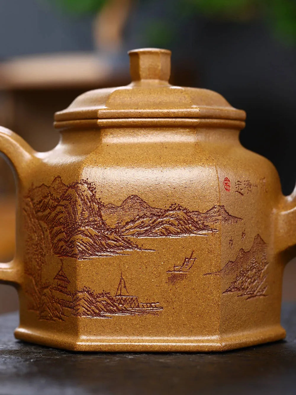 Full Handmade Yixing Zisha Teapot [Liufang DeZhong Pot] (Wucai Lao Duan Ni - 520ml) - YIQIN TEA HOUSE | yiqinteahouse.com | >300ml, full handmade zisha teapot, new arrival, teapot, teaware