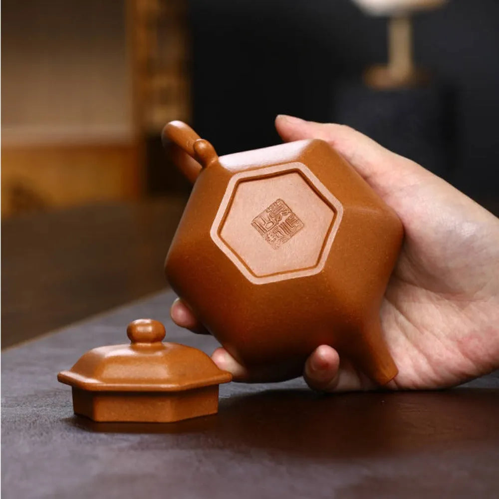 Full Handmade Yixing Zisha Teapot [Liufang Fanggu Pot] (Jiang Po Ni - 260ml) - YIQIN TEA HOUSE | yiqinteahouse.com | 200-300ml, full handmade zisha teapot, new arrival, plain smooth, teapot, teaware