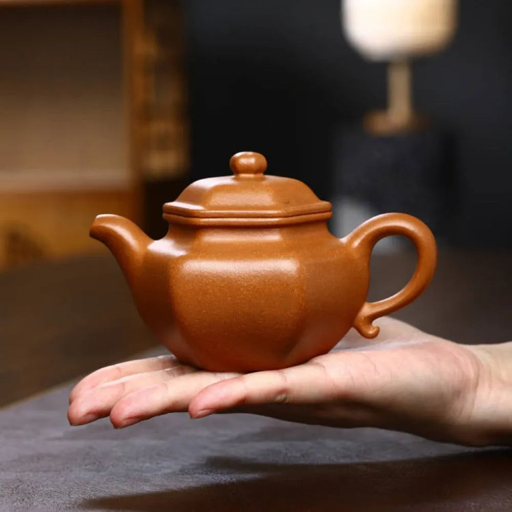 Full Handmade Yixing Zisha Teapot [Liufang Fanggu Pot] (Jiang Po Ni - 260ml) - YIQIN TEA HOUSE | yiqinteahouse.com | 200-300ml, full handmade zisha teapot, new arrival, plain smooth, teapot, teaware