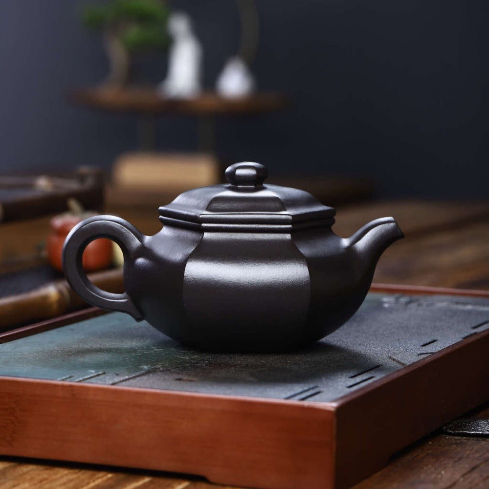 Full Handmade Yixing Zisha Teapot [Liufang Fanggu Pot] (Shi Huang - 280ml) - YIQIN TEA HOUSE | yiqinteahouse.com | 200-300ml, full handmade zisha teapot, new arrival, plain smooth, teapot, teaware