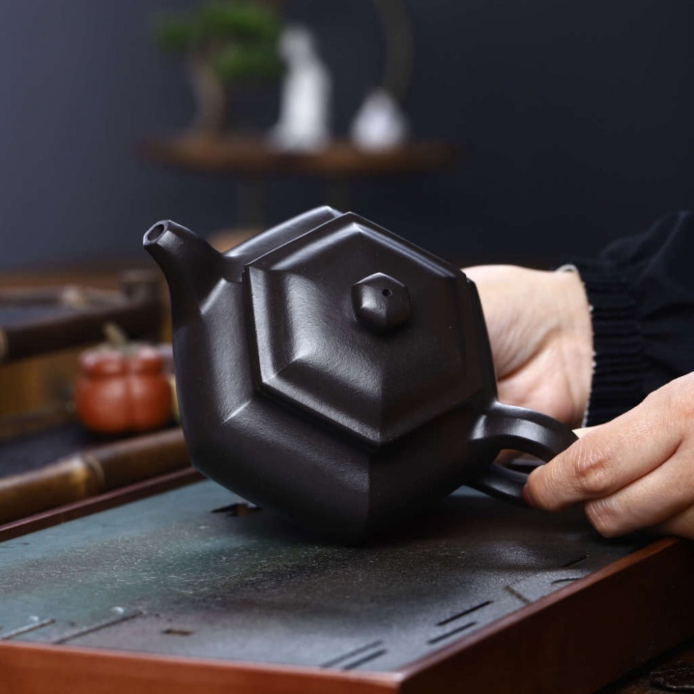 Full Handmade Yixing Zisha Teapot [Liufang Fanggu Pot] (Shi Huang - 280ml) - YIQIN TEA HOUSE | yiqinteahouse.com | 200-300ml, full handmade zisha teapot, new arrival, plain smooth, teapot, teaware