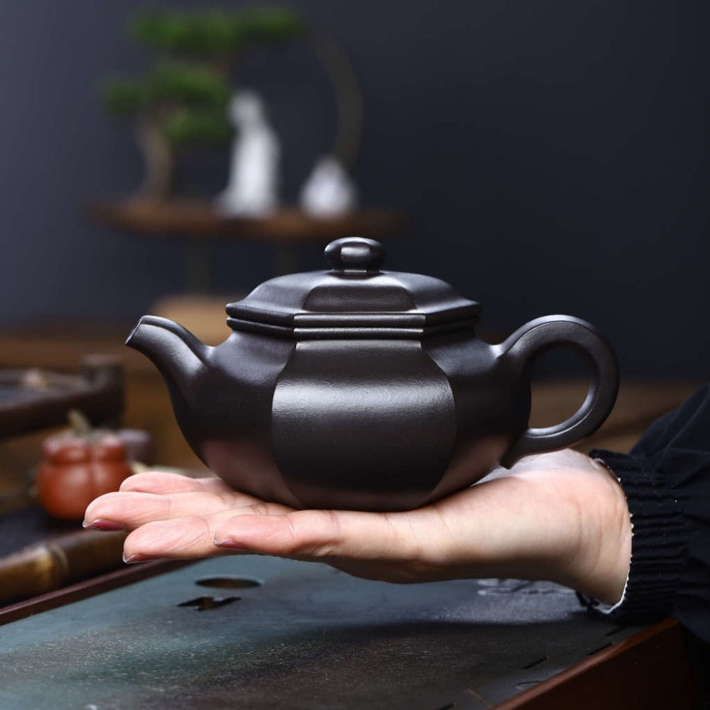 Full Handmade Yixing Zisha Teapot [Liufang Fanggu Pot] (Shi Huang - 280ml) - YIQIN TEA HOUSE | yiqinteahouse.com | 200-300ml, full handmade zisha teapot, new arrival, plain smooth, teapot, teaware