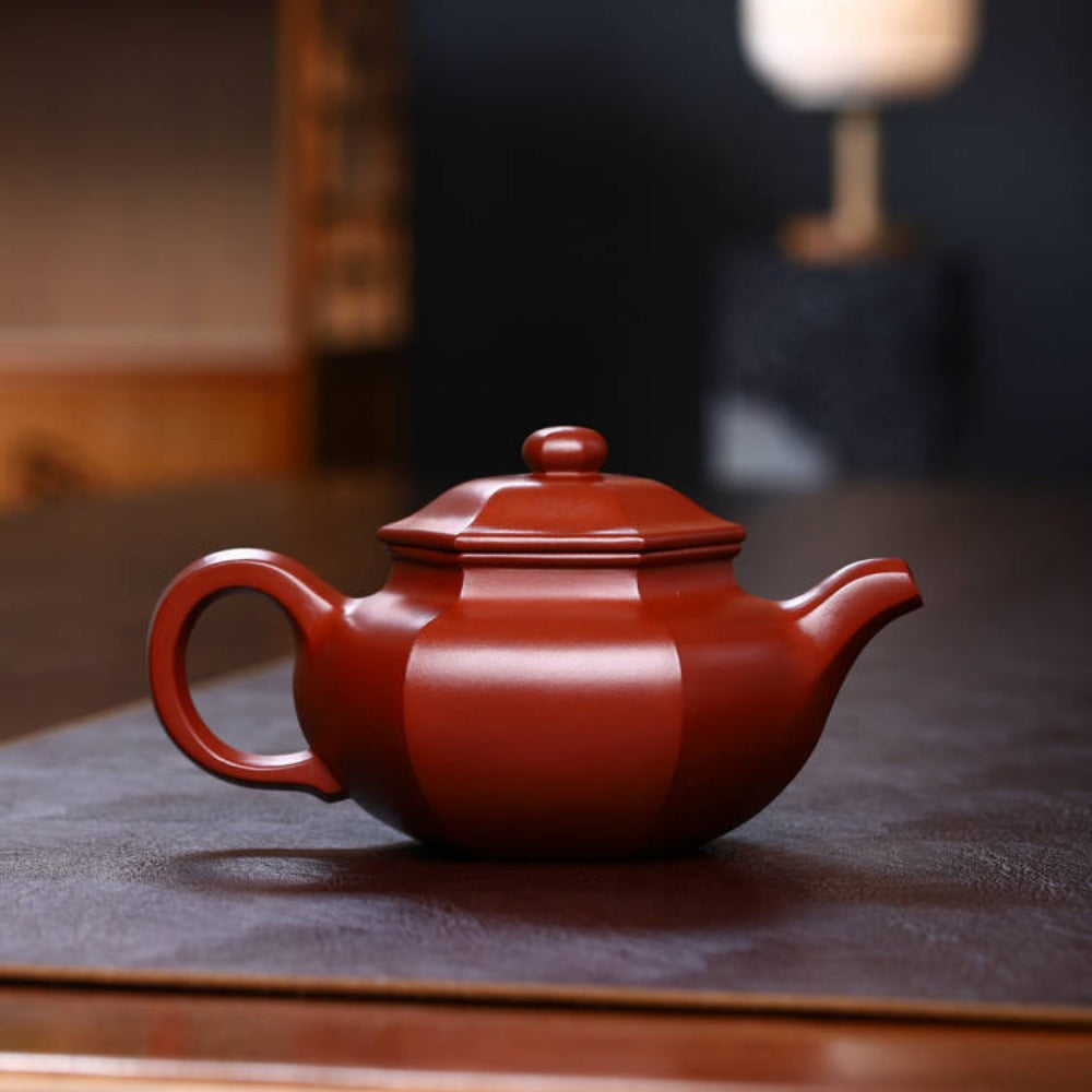 Full Handmade Yixing Zisha Teapot [Liufang Fanggu Pot ] (Xiao Hong Ni - 280ml) - YIQIN TEA HOUSE | yiqinteahouse.com | 200-300ml, full handmade zisha teapot, new arrival, plain smooth, teapot, teaware