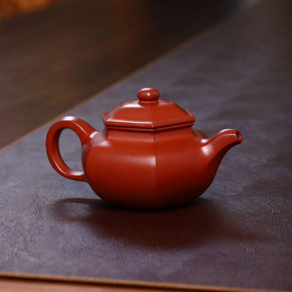 Full Handmade Yixing Zisha Teapot [Liufang Fanggu Pot ] (Xiao Hong Ni - 280ml) - YIQIN TEA HOUSE | yiqinteahouse.com | 200-300ml, full handmade zisha teapot, new arrival, plain smooth, teapot, teaware