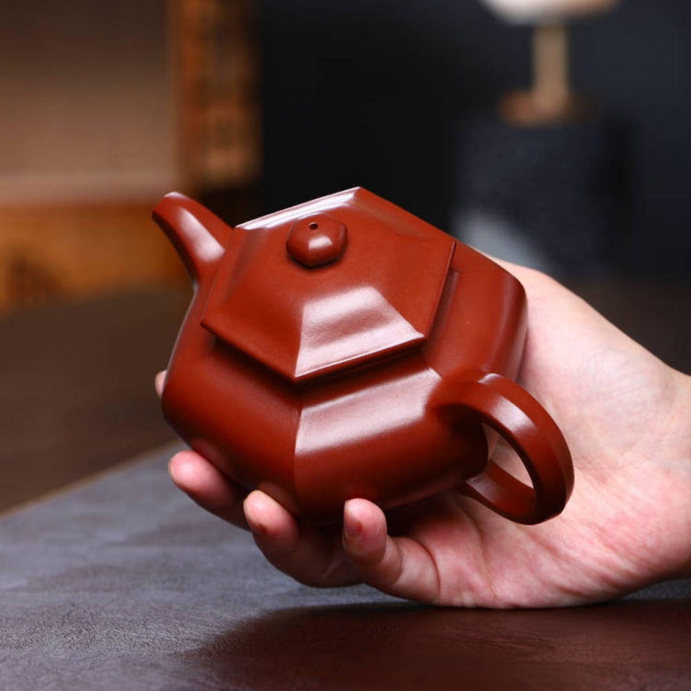 Full Handmade Yixing Zisha Teapot [Liufang Fanggu Pot ] (Xiao Hong Ni - 280ml) - YIQIN TEA HOUSE | yiqinteahouse.com | 200-300ml, full handmade zisha teapot, new arrival, plain smooth, teapot, teaware