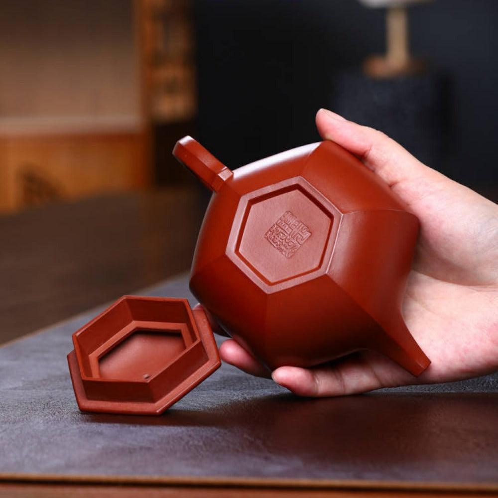 Full Handmade Yixing Zisha Teapot [Liufang Fanggu Pot ] (Xiao Hong Ni - 280ml) - YIQIN TEA HOUSE | yiqinteahouse.com | 200-300ml, full handmade zisha teapot, new arrival, plain smooth, teapot, teaware