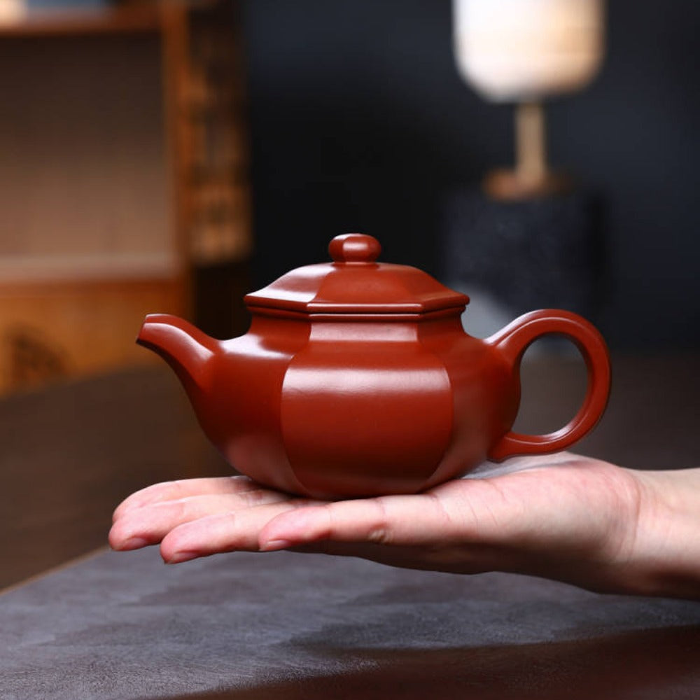 Full Handmade Yixing Zisha Teapot [Liufang Fanggu Pot ] (Xiao Hong Ni - 280ml) - YIQIN TEA HOUSE | yiqinteahouse.com | 200-300ml, full handmade zisha teapot, new arrival, plain smooth, teapot, teaware