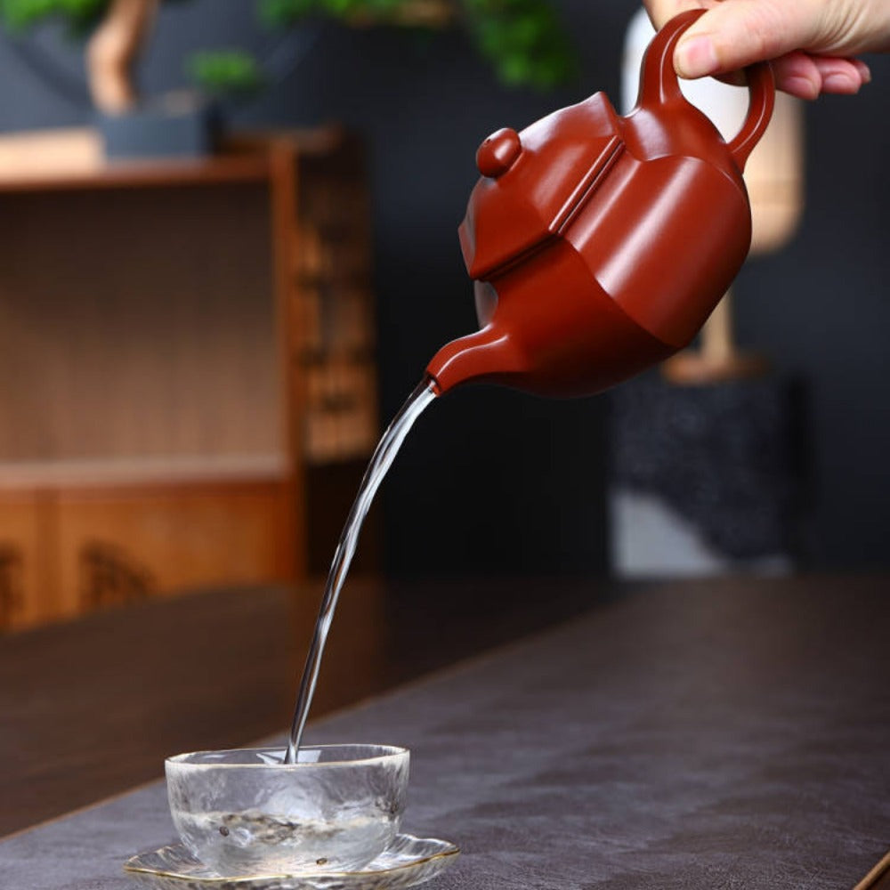 Full Handmade Yixing Zisha Teapot [Liufang Fanggu Pot ] (Xiao Hong Ni - 280ml) - YIQIN TEA HOUSE | yiqinteahouse.com | 200-300ml, full handmade zisha teapot, new arrival, plain smooth, teapot, teaware