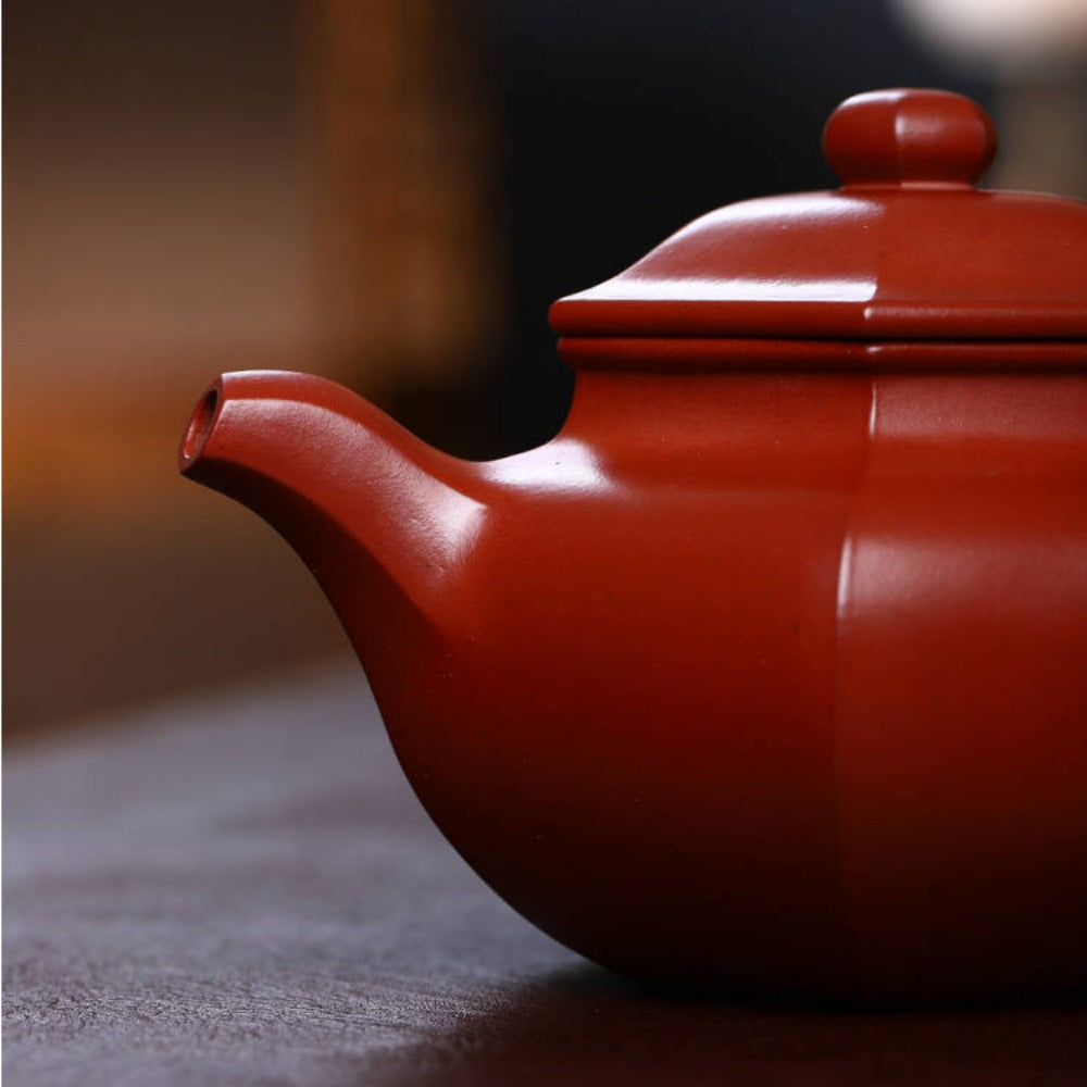 Full Handmade Yixing Zisha Teapot [Liufang Fanggu Pot ] (Xiao Hong Ni - 280ml) - YIQIN TEA HOUSE | yiqinteahouse.com | 200-300ml, full handmade zisha teapot, new arrival, plain smooth, teapot, teaware