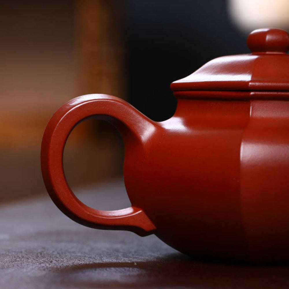 Full Handmade Yixing Zisha Teapot [Liufang Fanggu Pot ] (Xiao Hong Ni - 280ml) - YIQIN TEA HOUSE | yiqinteahouse.com | 200-300ml, full handmade zisha teapot, new arrival, plain smooth, teapot, teaware