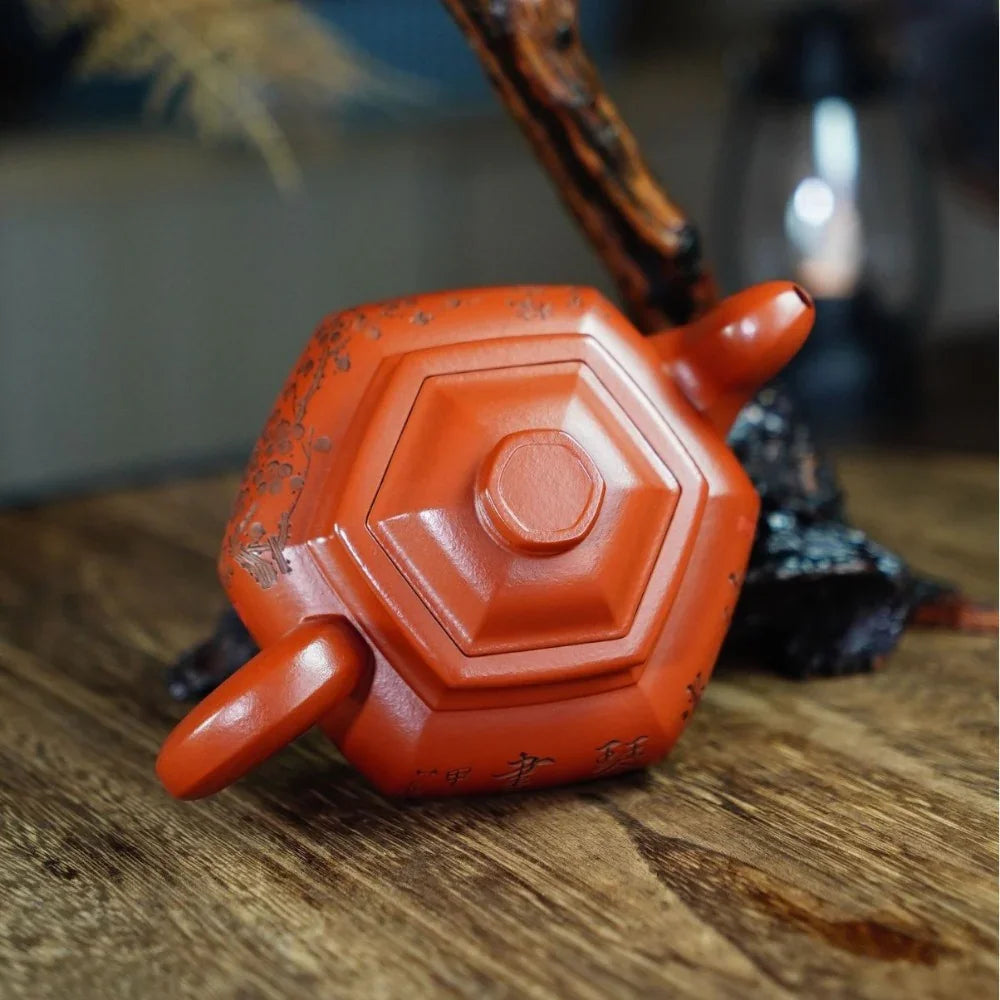 Teko Zisha Yixing Buatan Tangan Sepenuhnya [Liufang Gong Deng Pot] (Zhu Ni - 310ml)