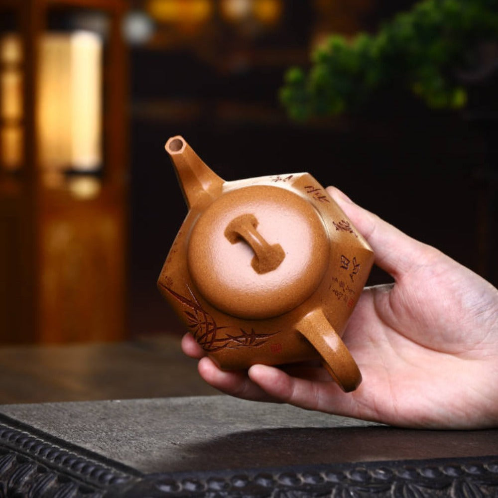 Full Handmade Yixing Zisha Teapot [Liufang Han Tang Shi Piao Pot] (Wucai Lao Duan Ni - 240ml) - YIQIN TEA HOUSE | yiqinteahouse.com | 200-300ml, full handmade zisha teapot, new arrival, teapot, teaware