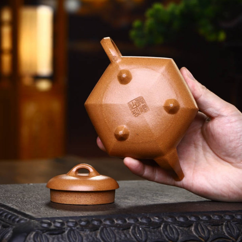 Full Handmade Yixing Zisha Teapot [Liufang Han Tang Shi Piao Pot] (Wucai Lao Duan Ni - 240ml) - YIQIN TEA HOUSE | yiqinteahouse.com | 200-300ml, full handmade zisha teapot, new arrival, teapot, teaware