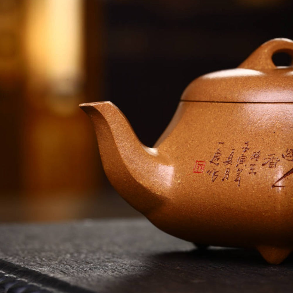 Full Handmade Yixing Zisha Teapot [Liufang Han Tang Shi Piao Pot] (Wucai Lao Duan Ni - 240ml) - YIQIN TEA HOUSE | yiqinteahouse.com | 200-300ml, full handmade zisha teapot, new arrival, teapot, teaware