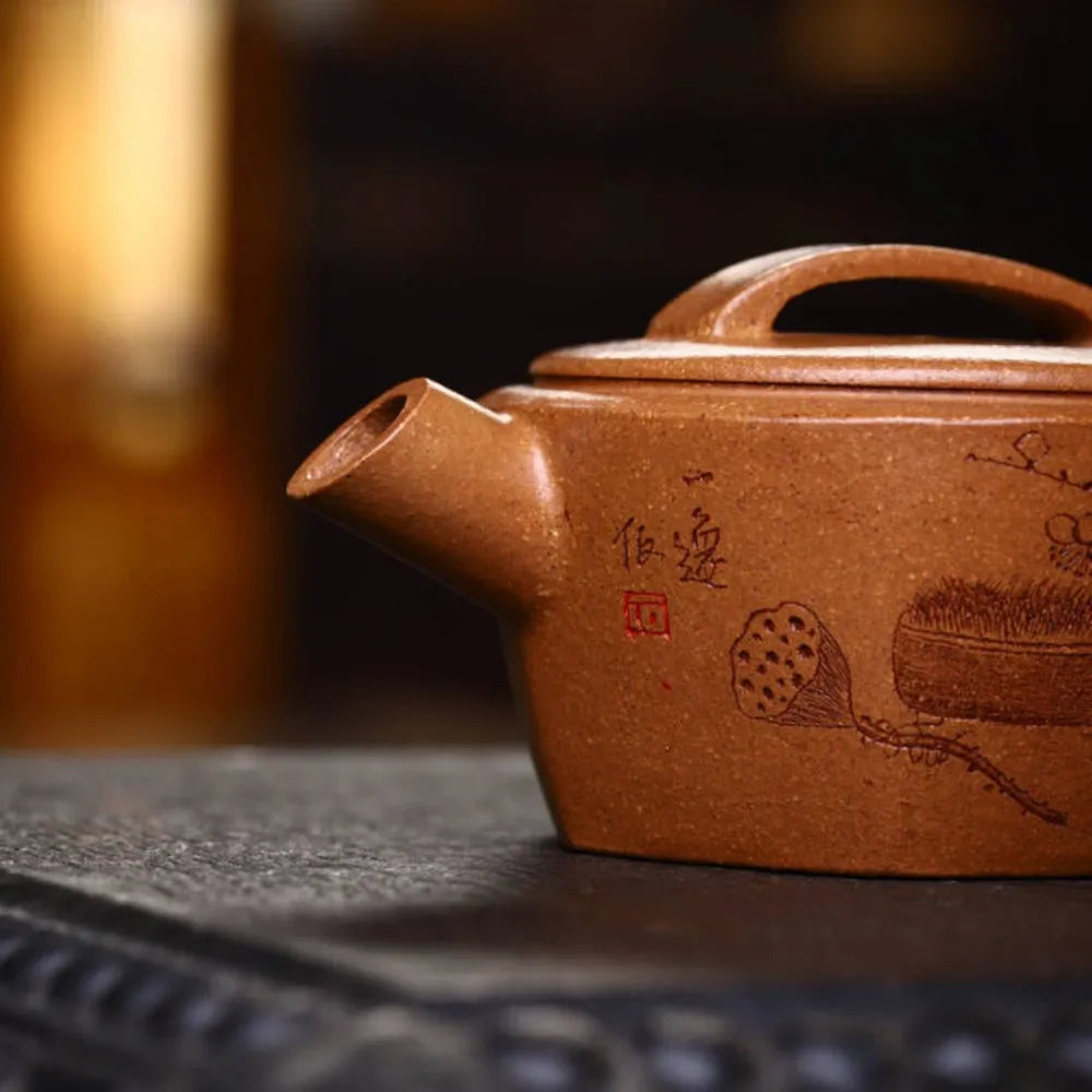 Full Handmade Yixing Zisha Teapot [Liufang Hanwa Pot] (Wucai Lao Duan Ni - 150ml) - YIQIN TEA HOUSE | yiqinteahouse.com | <200ml, full handmade zisha teapot, new arrival, teapot, teaware