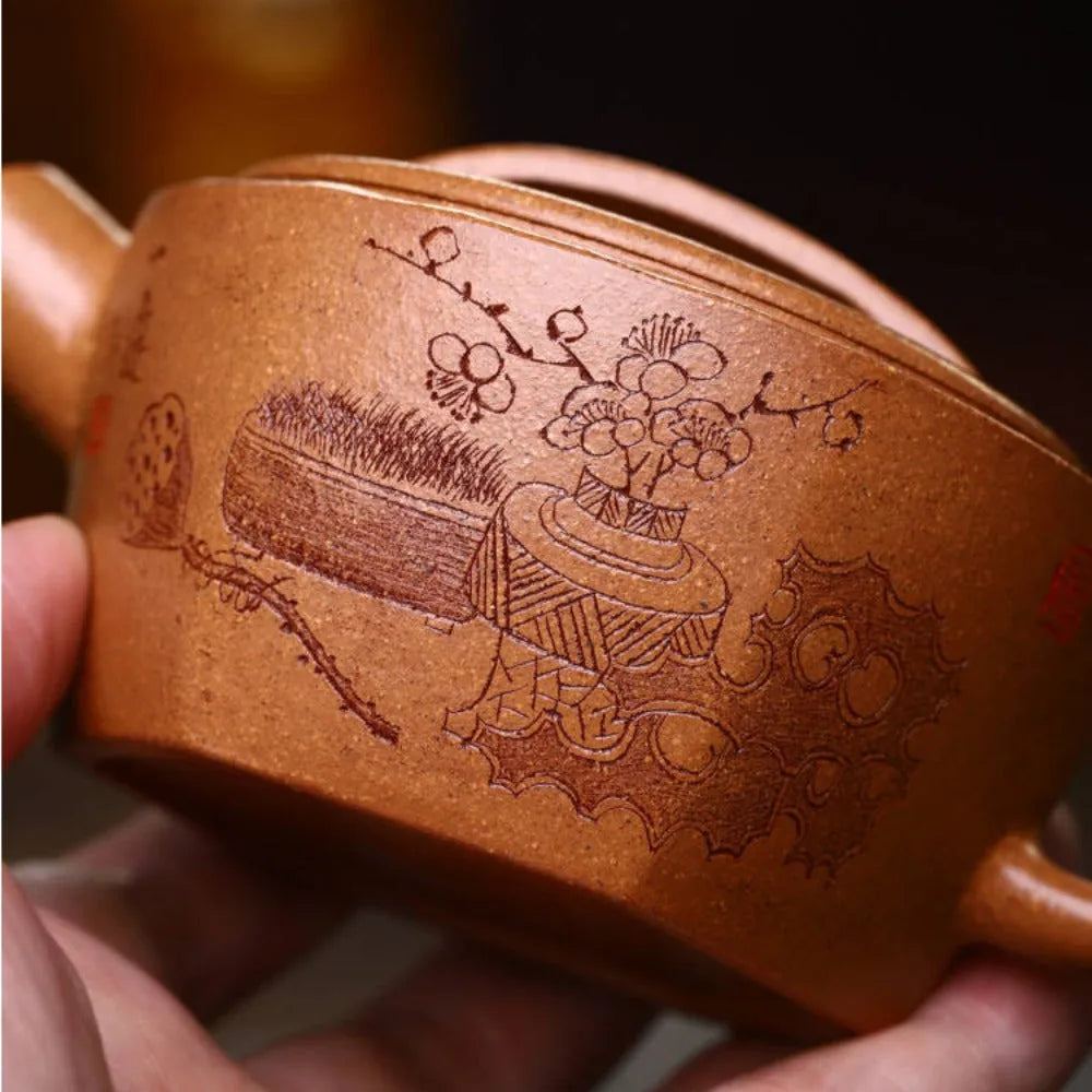 Full Handmade Yixing Zisha Teapot [Liufang Hanwa Pot] (Wucai Lao Duan Ni - 150ml) - YIQIN TEA HOUSE | yiqinteahouse.com | <200ml, full handmade zisha teapot, new arrival, teapot, teaware