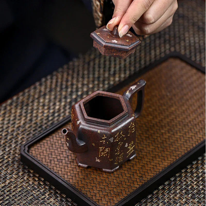 Full Handmade Yixing Zisha Teapot [Liufang Jin Zhong] (Firewood Fired Duan Ni - 150ml) - YIQIN TEA HOUSE | yiqinteahouse.com | <200ml, full handmade zisha teapot, teapot, teaware
