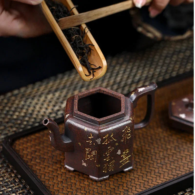 Full Handmade Yixing Zisha Teapot [Liufang Jin Zhong] (Firewood Fired Duan Ni - 150ml) - YIQIN TEA HOUSE | yiqinteahouse.com | <200ml, full handmade zisha teapot, teapot, teaware